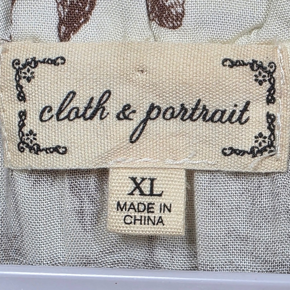 Cloth and Portrait Safari Toile Maxi Dress Sz XL Cream Leopard Tiered Jungle - Picture 9 of 12